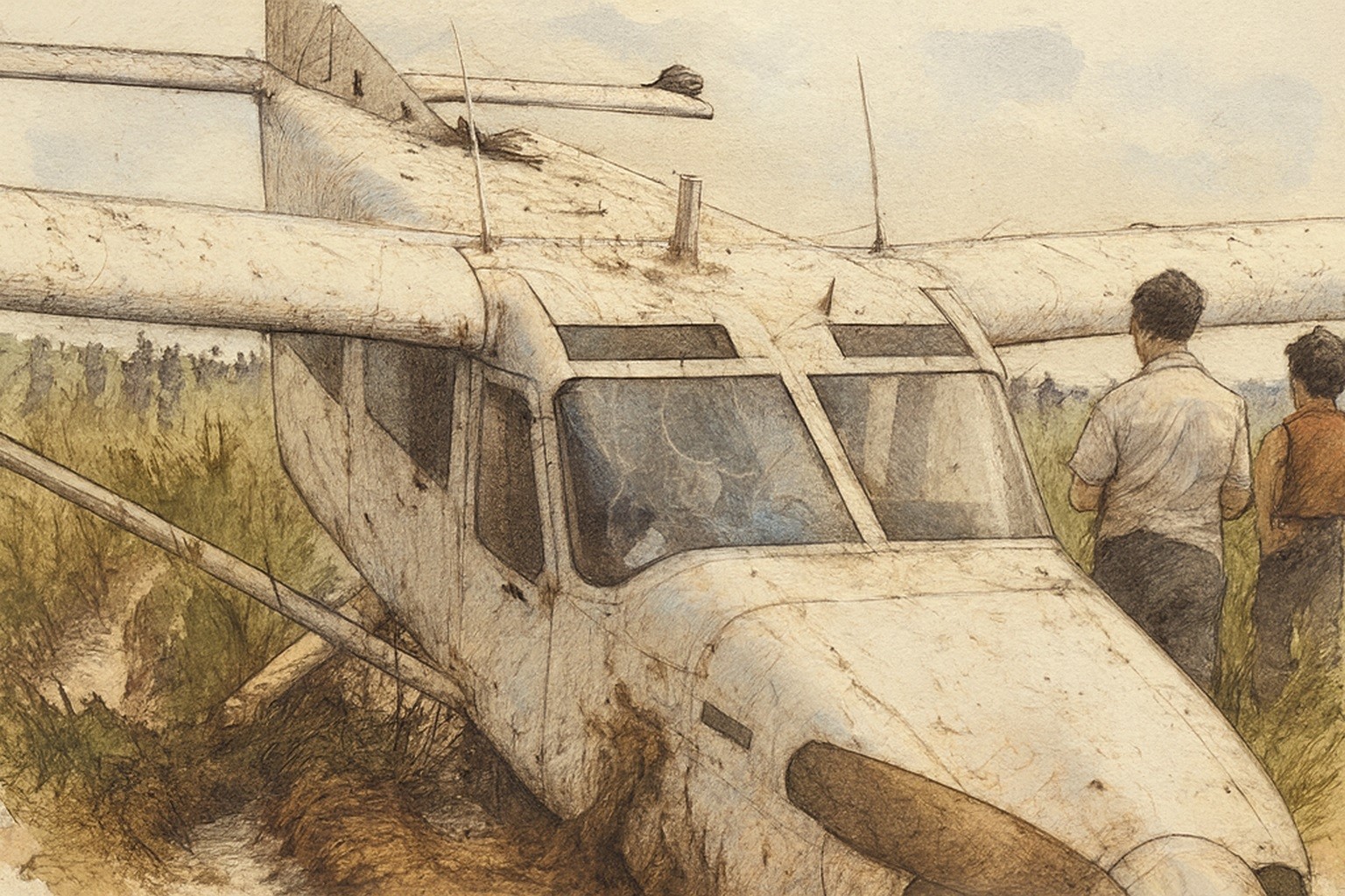 Pesawat GA8 Airvan Jatuh di Persawahan Karawang, Lima Awak Selamat